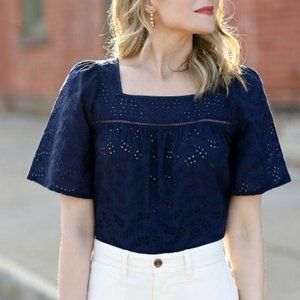 GAP NWT Navy Blue Eyelet Top